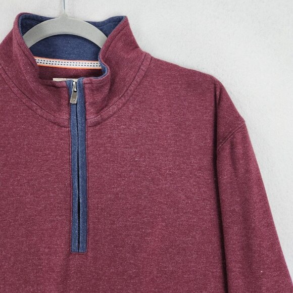 The Normal Brand Sweater Mens Large Burgundy Quarter Zip Lightweight Pullover - Picture 2 of 13